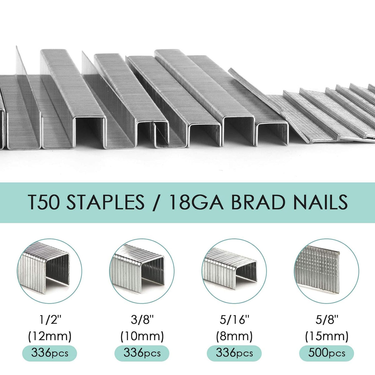 Premium Quality Standard T50 Staples and 18GA Brad Nails