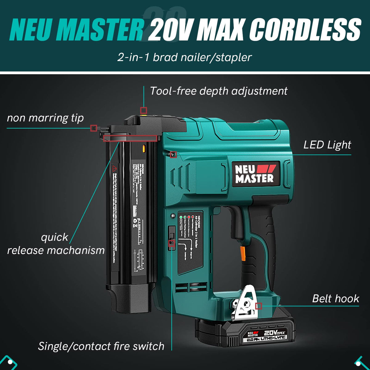 Neu Master Cordless Brad Nailer NBV5040