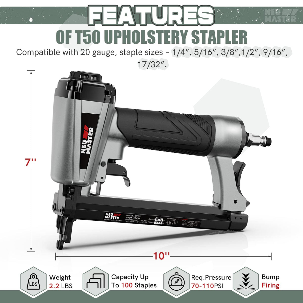 Neu Master Pneumatic Staple Gun NPT50