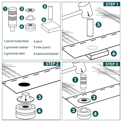 Neu Master Grommet Kit NH1003K, 3/8" and 1/2" Solid Brass Grommets